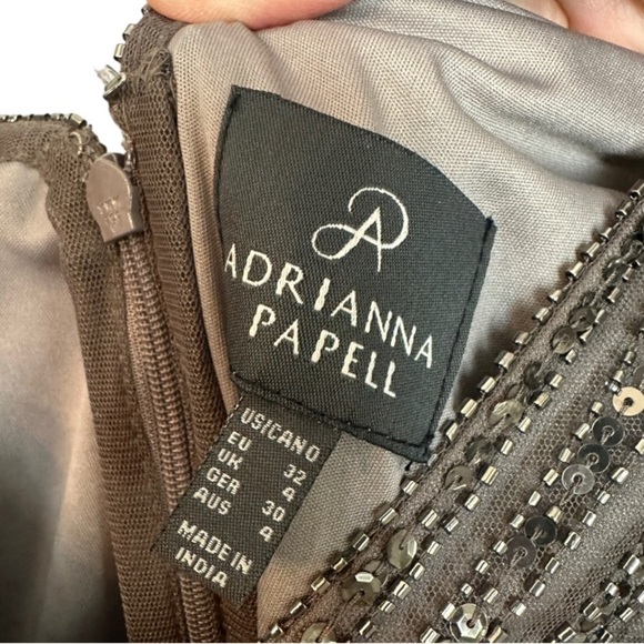 Adrianna Papell Gown Formal Dress Maxi- Sleeveless V-Neck Beaded 0 - Picture 5 of 8